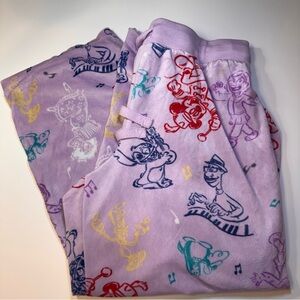 DISNEY 100 Years Multi Character Purple Women’s Pajama Pants PJ Size Large L